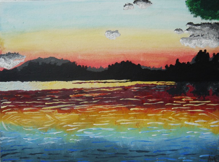 von Einem genannt von Rothmaler, Amelie, Lanschaft, Acryl auf Leinwandkarton, Jg10